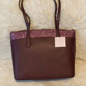 Kate Spade Cherrywood Holiday Tinsel Glitter Tote Bag Brand New